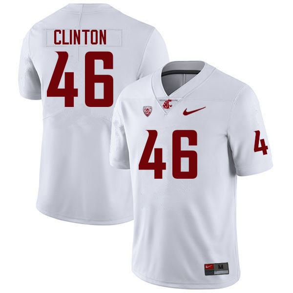 Men #46 Dylan Clinton Washington State Cougars College Football Jerseys Sale-White - Click Image to Close